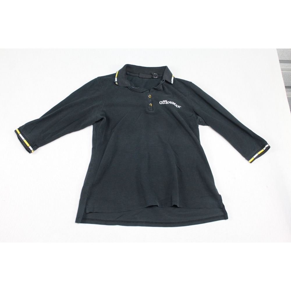 Office Max Women Black Top 3/4 Sleeve Collar Size Medium